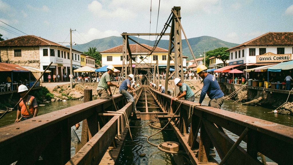 Avanza construcción del puente metálico en Corotú Central para mejorar la movilidad