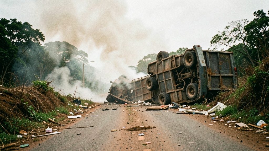 Choque en El Empalme deja un muerto y cuatro heridos tras volcamiento de camión