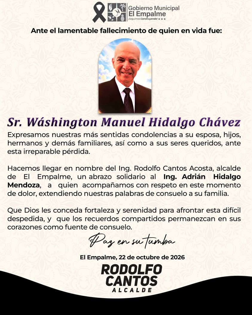 El Empalme lamenta el fallecimiento de Washington Manuel Hidalgo