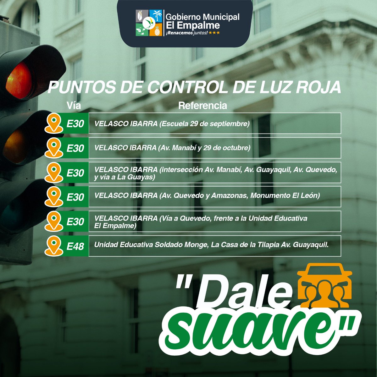 El Empalme anuncia ubicación de semáforos con control de luz roja