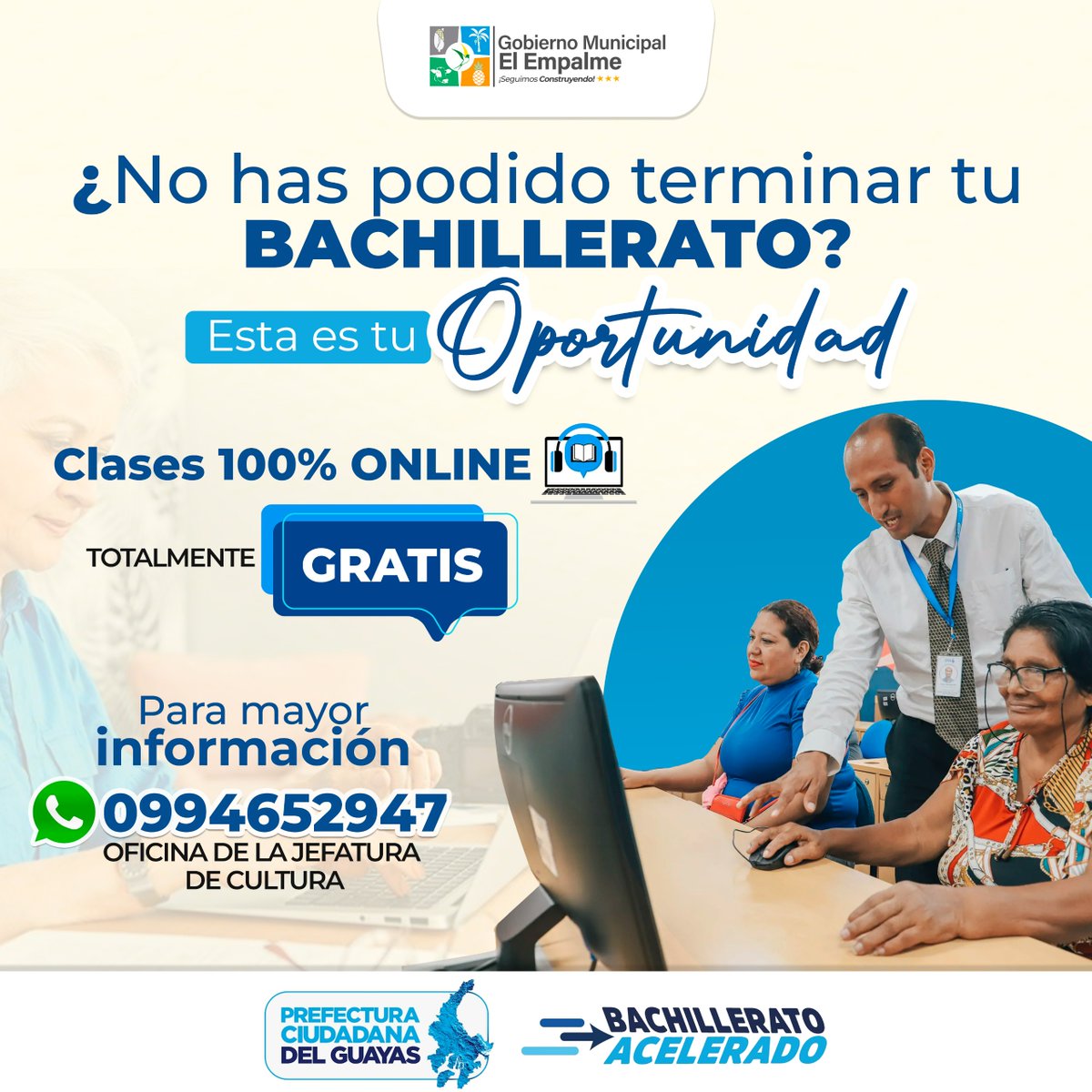 Municipio de El Empalme ofrece título de bachiller gratis en línea para mayores de edad