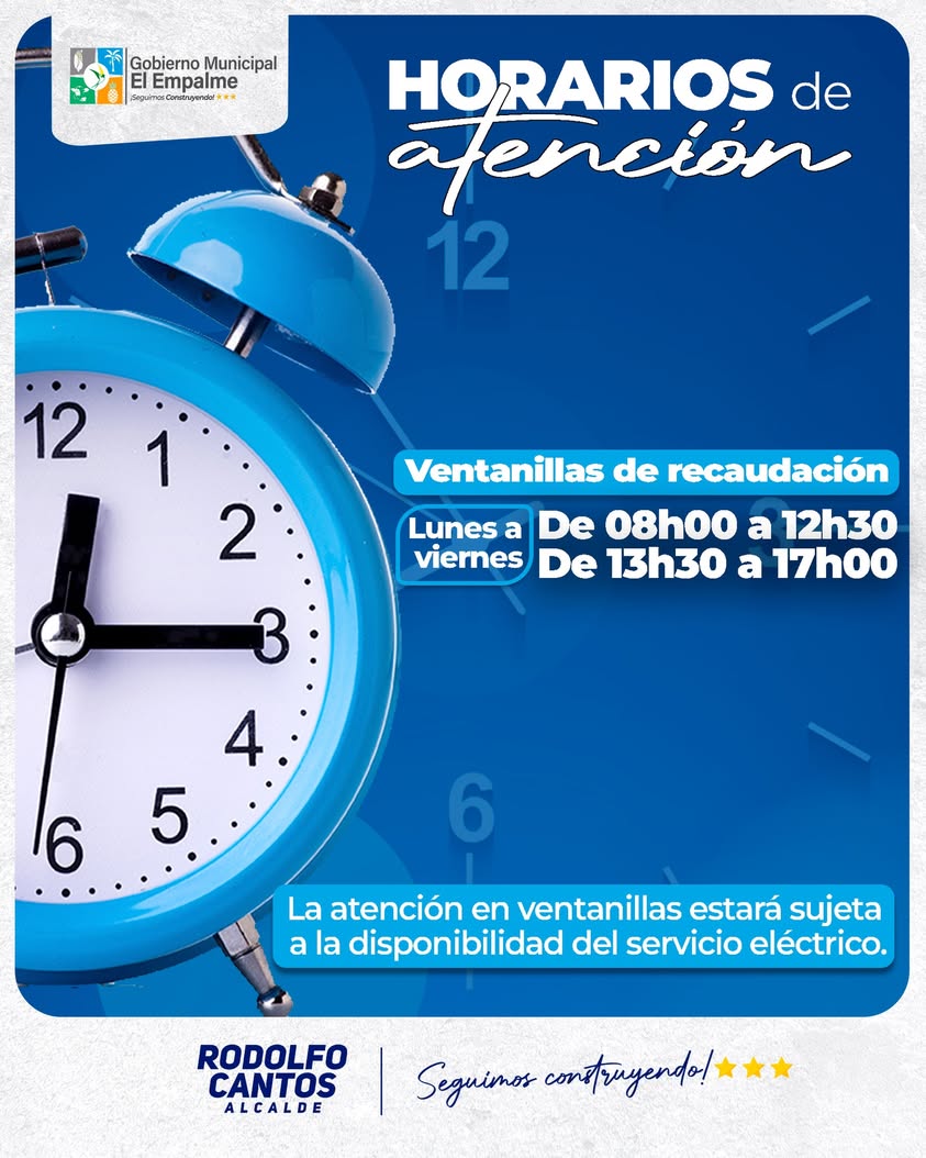 El Empalme anuncia horarios y advertencia por cortes de luz en recaudación