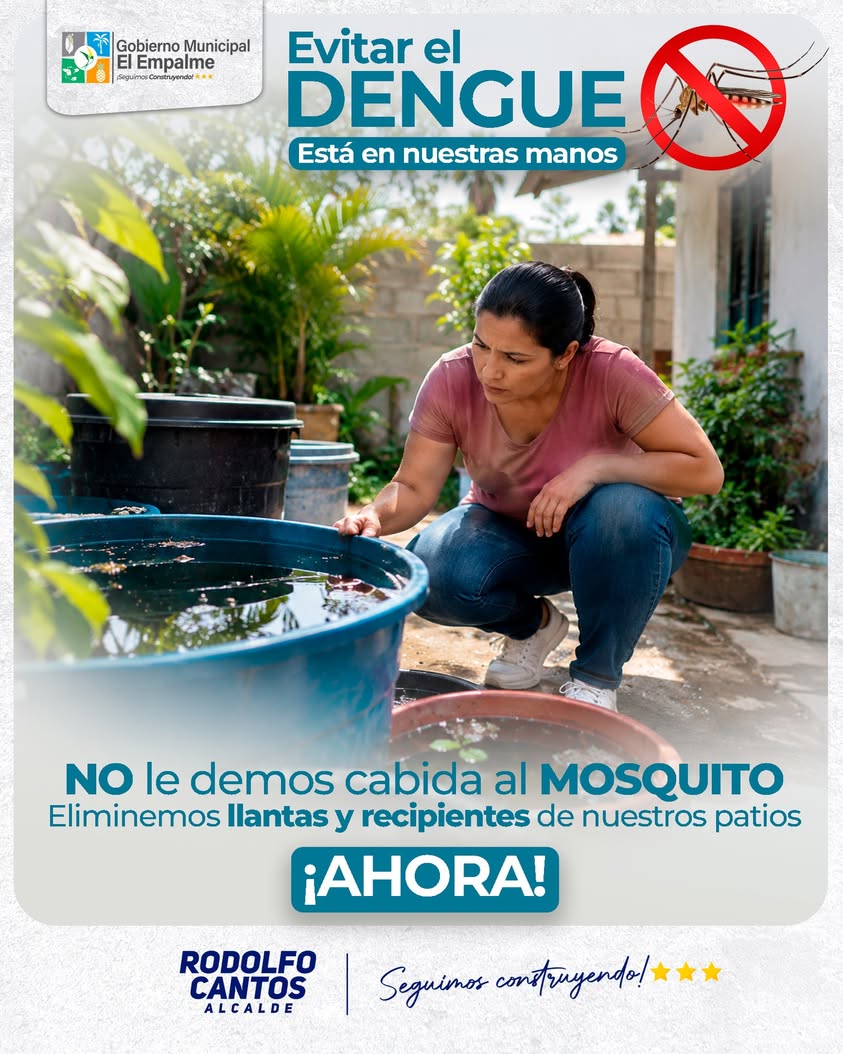 El Empalme advierte sobre el riesgo del dengue por las lluvias y pide eliminar agua estancada