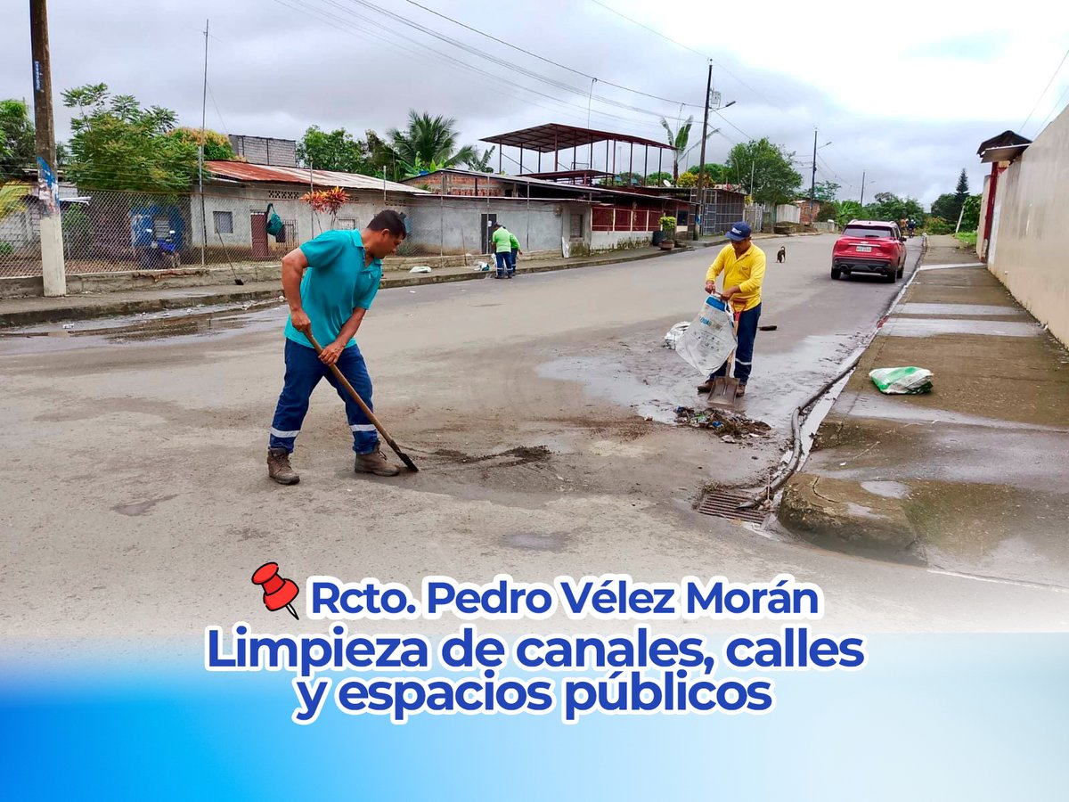Brigada municipal limpia calles y canales en Pedro Vélez, El Empalme