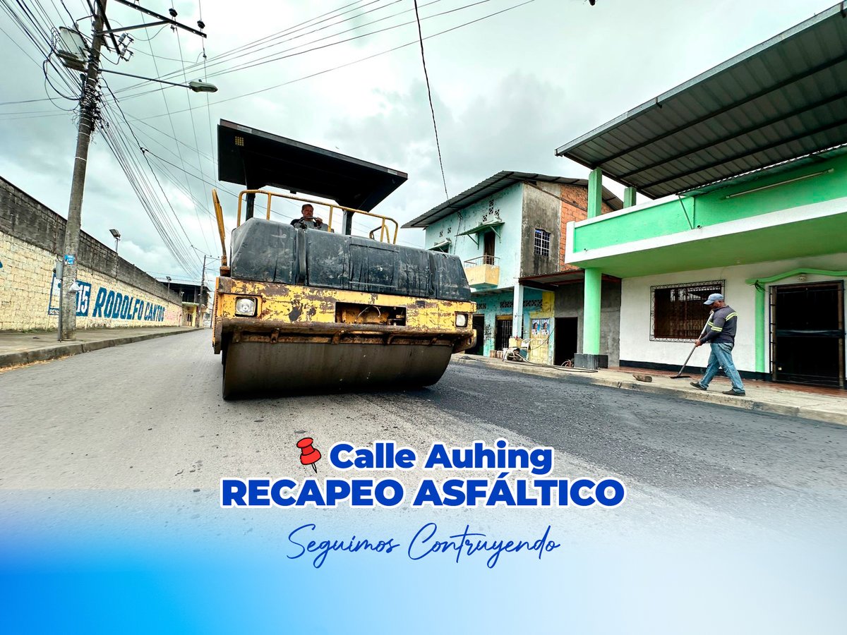 Recapeo asfáltico avanza en calle Auhing para mejorar tránsito en El Empalme